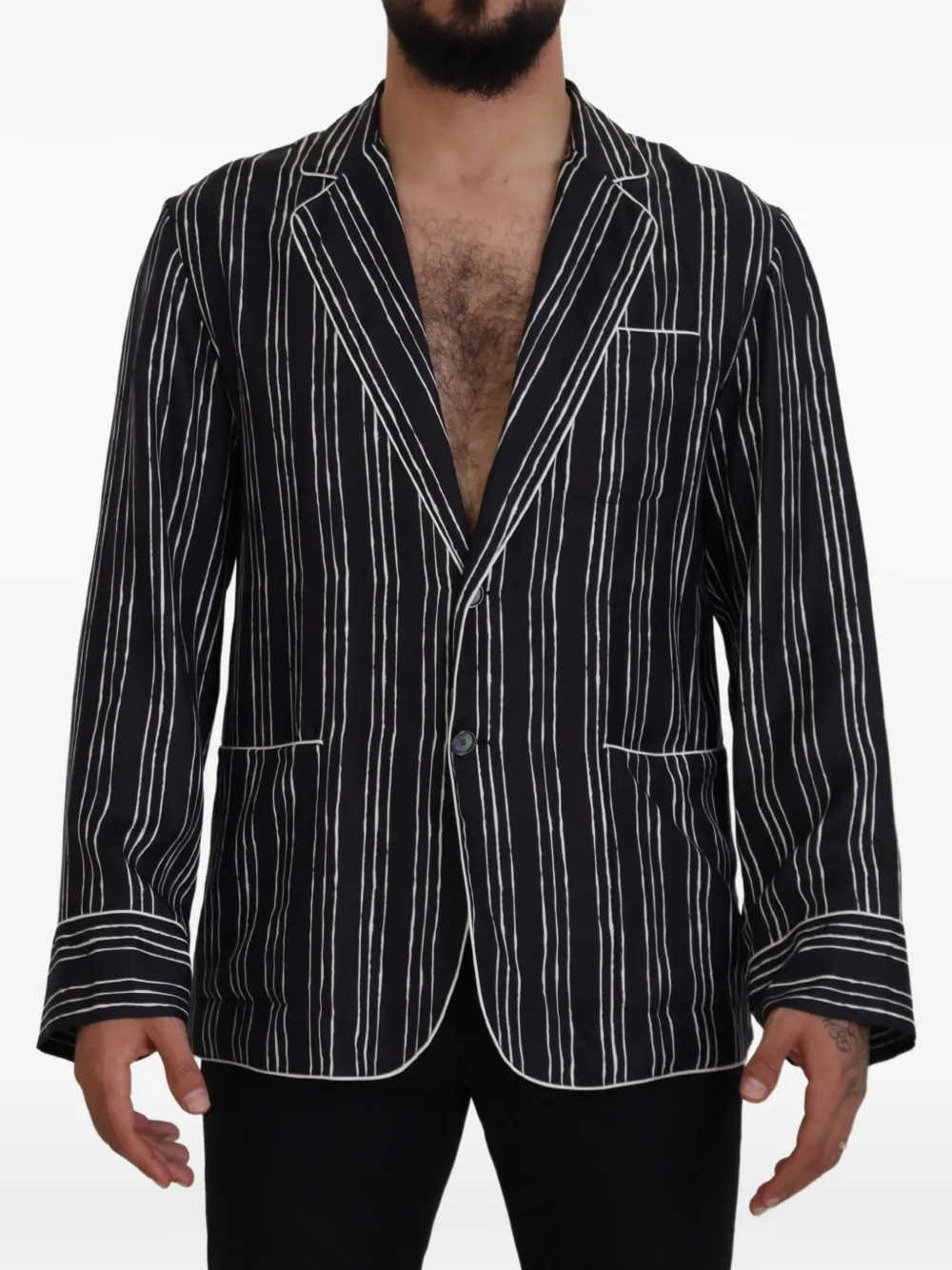 Dolce & Gabbana striped silk pajama shirt - Blau
