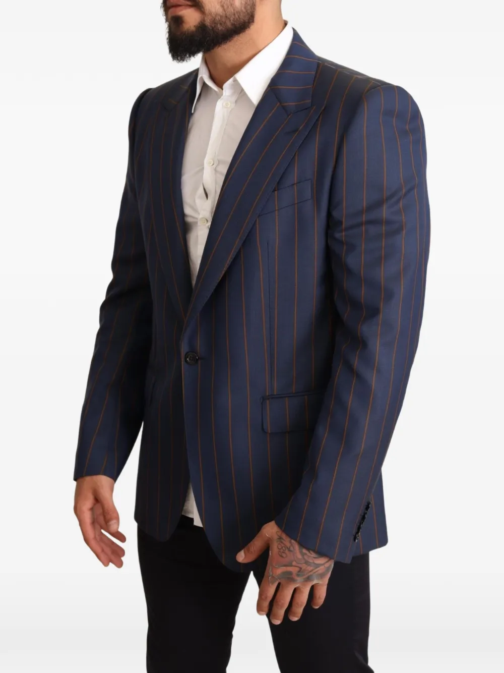 Dolce & Gabbana Blazer met krijtstreep en enkele rij knopen Blauw