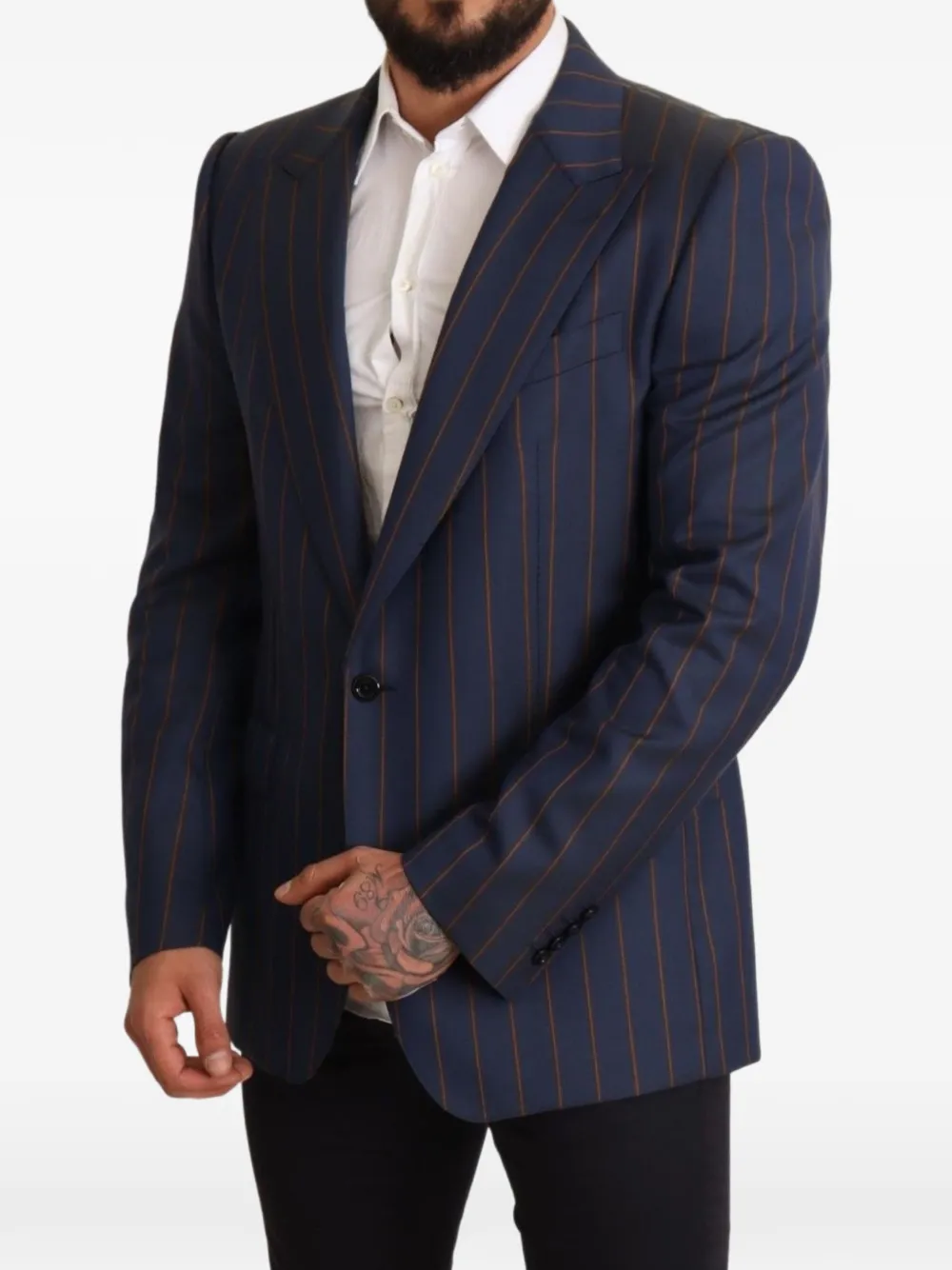 Dolce & Gabbana Blazer met krijtstreep en enkele rij knopen Blauw