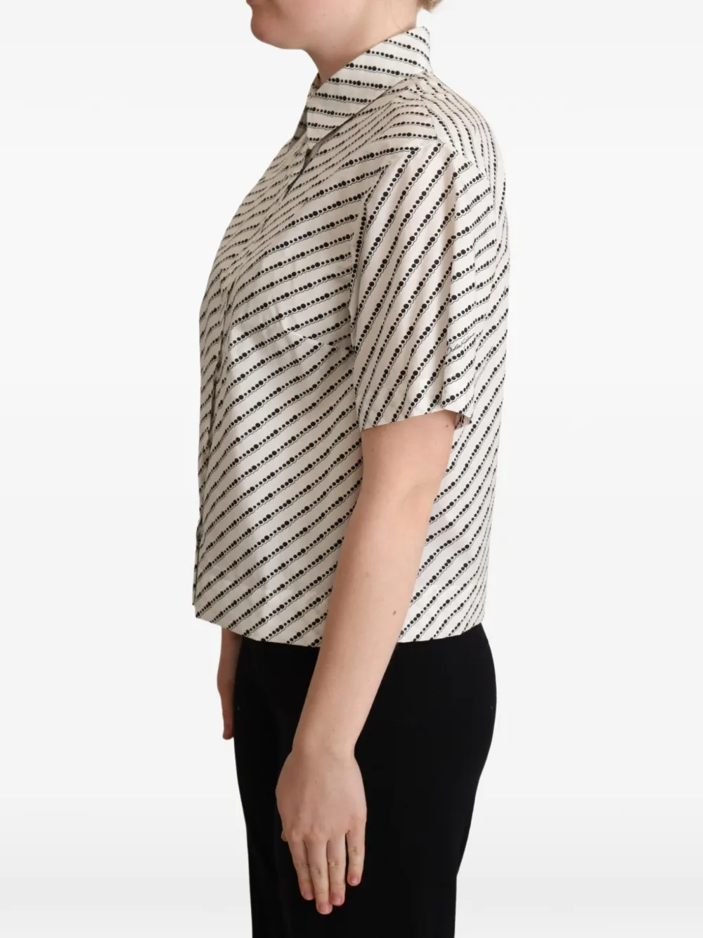 Dolce & Gabbana Gestippelde blouse met korte mouwen Wit
