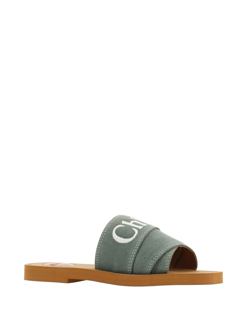 Chloé Woody embroidered sandals Groen