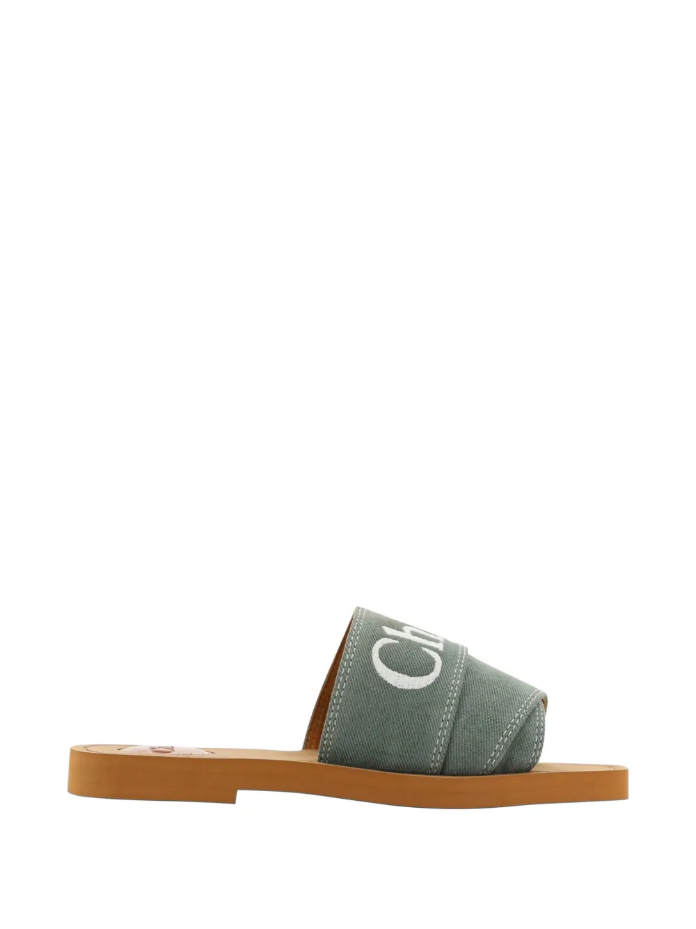 Chloé Woody embroidered sandals Groen