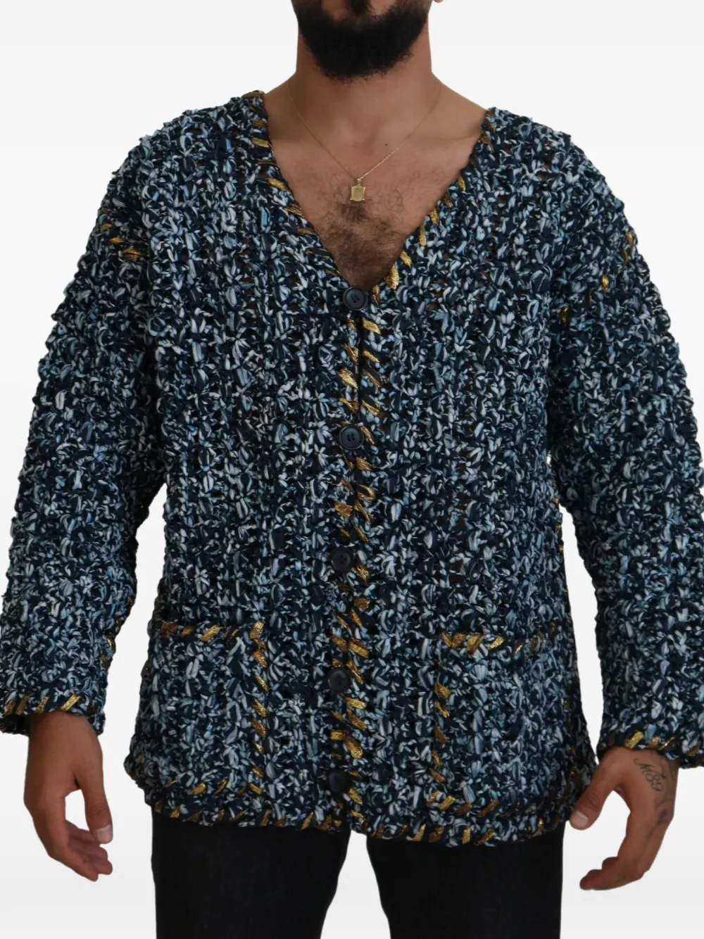 Dolce & Gabbana Grob gestrickter Cardigan - Blau