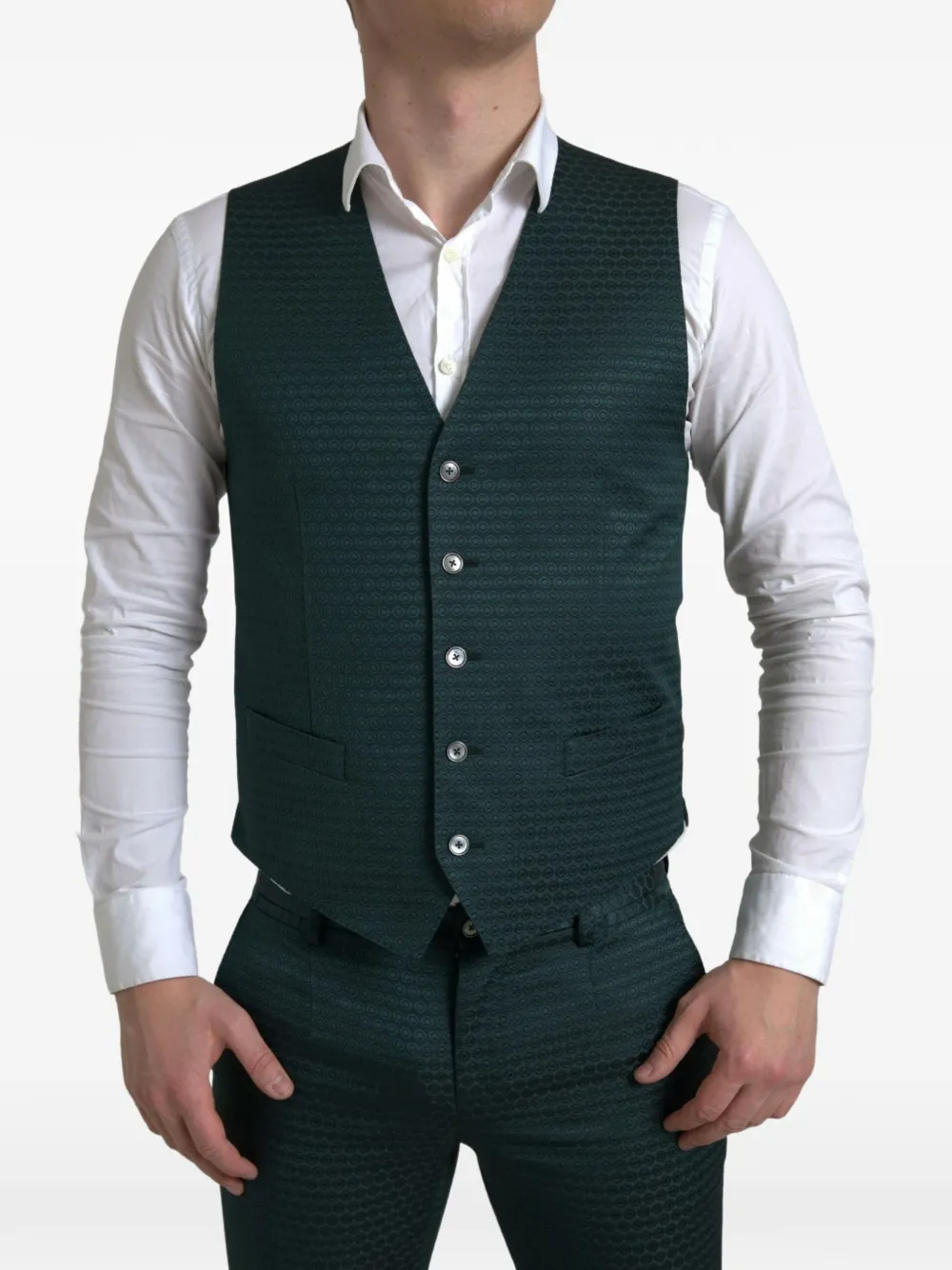 Dolce & Gabbana Martini pak met gekerfde revers Groen