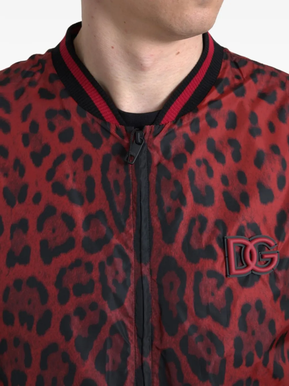 Dolce & Gabbana Bomberjack met luipaardprint Rood