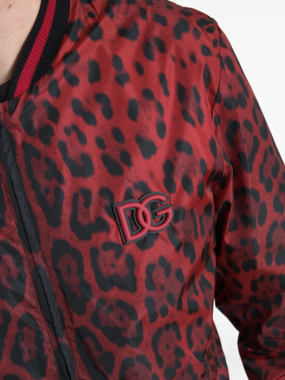 Dolce & Gabbana Bomberjack met luipaardprint Rood