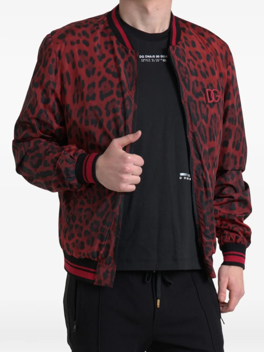 Dolce & Gabbana Bomber con stampa leopardata - Rosso
