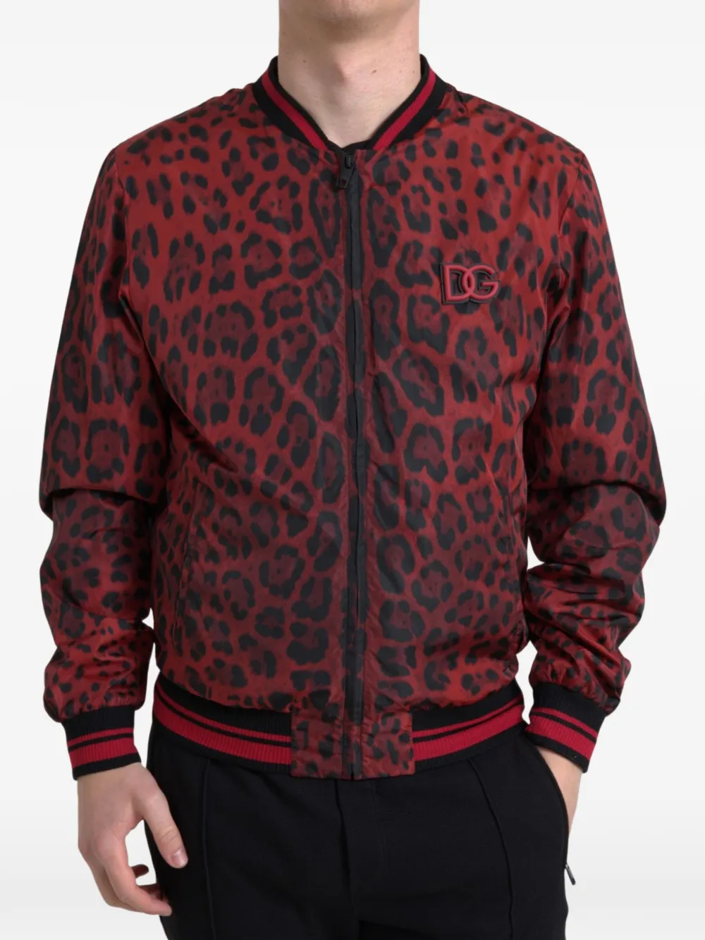 Dolce & Gabbana Bomberjack met luipaardprint - Rood