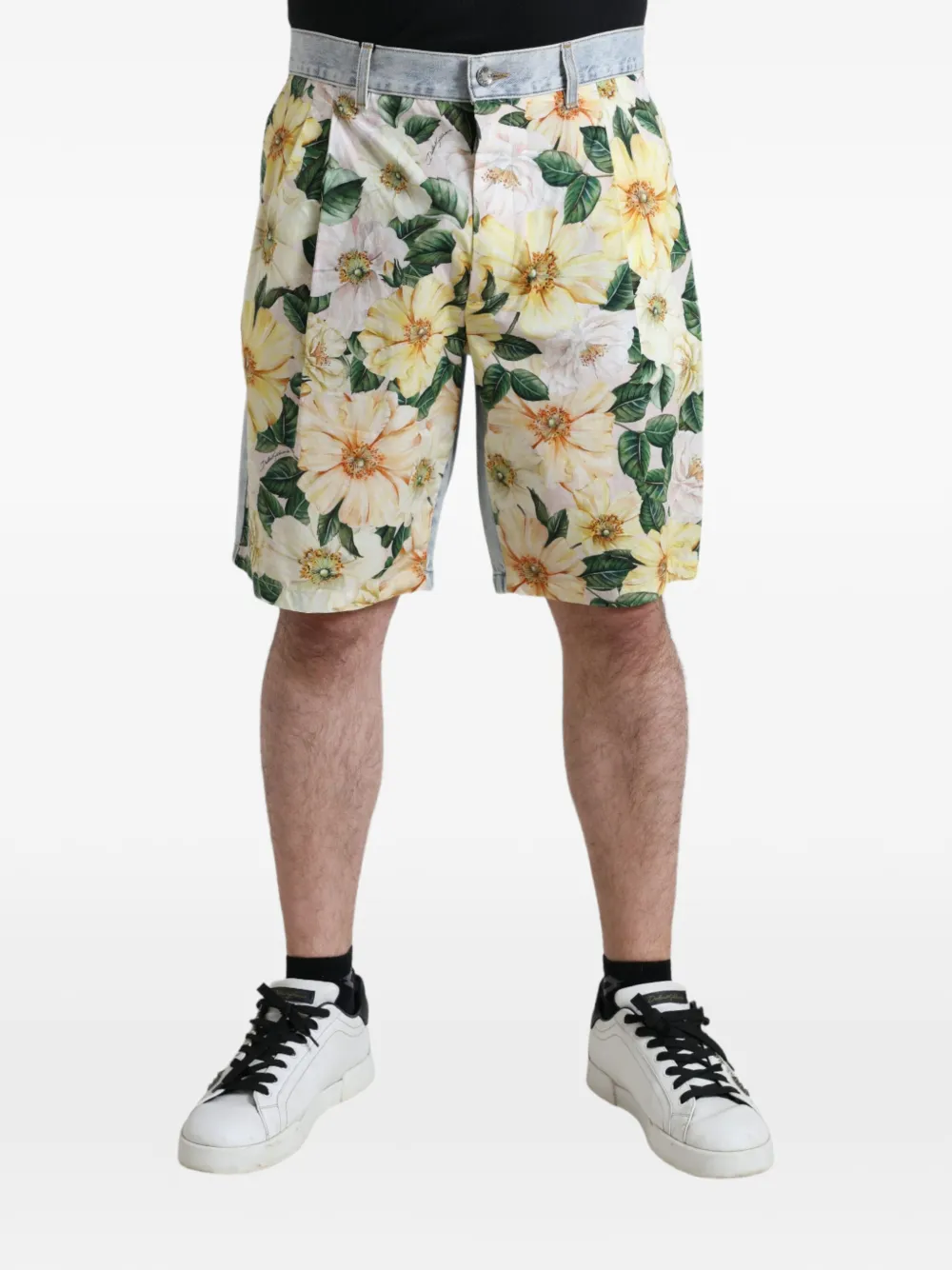 Dolce & Gabbana Jeans-Shorts mit Blumenprint - Blau