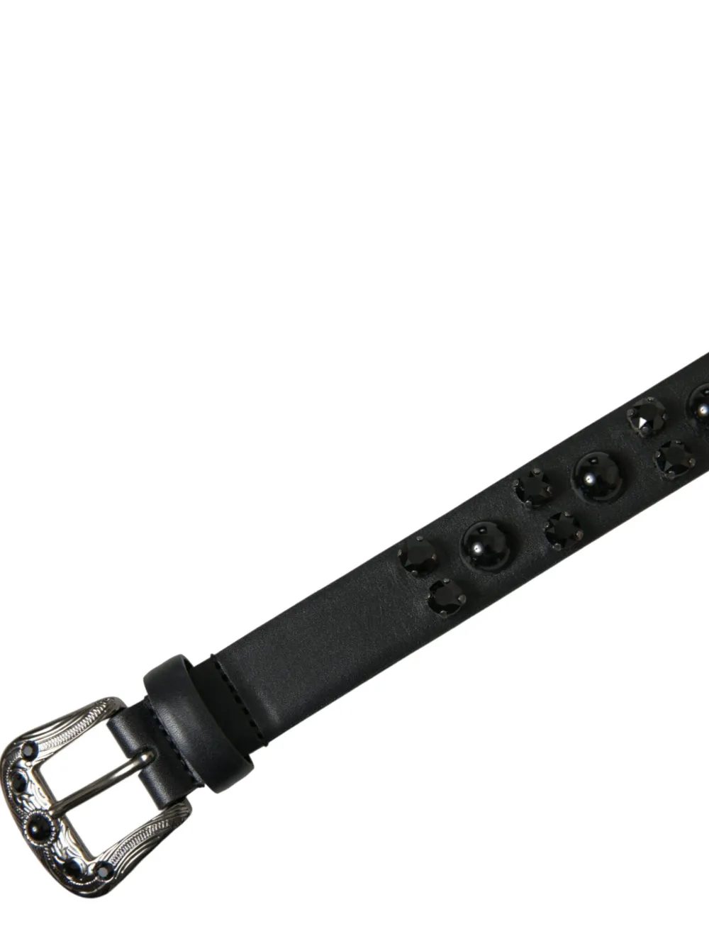 Dolce & Gabbana Riem met gegraveerde gesp verfraaid met kristallen Zwart