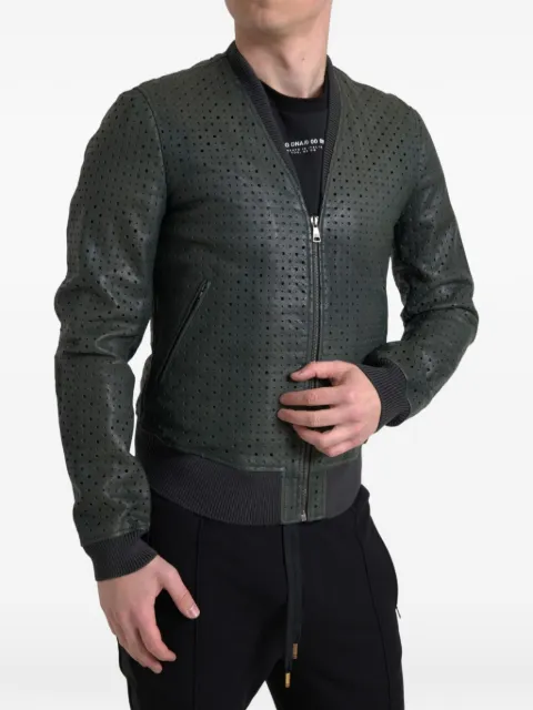 Dolce & Gabbana veste bomber en cuir à détails de perforations