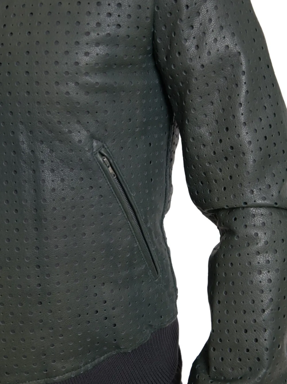 Dolce & Gabbana Leren bomberjack met geperforeerd detail Groen