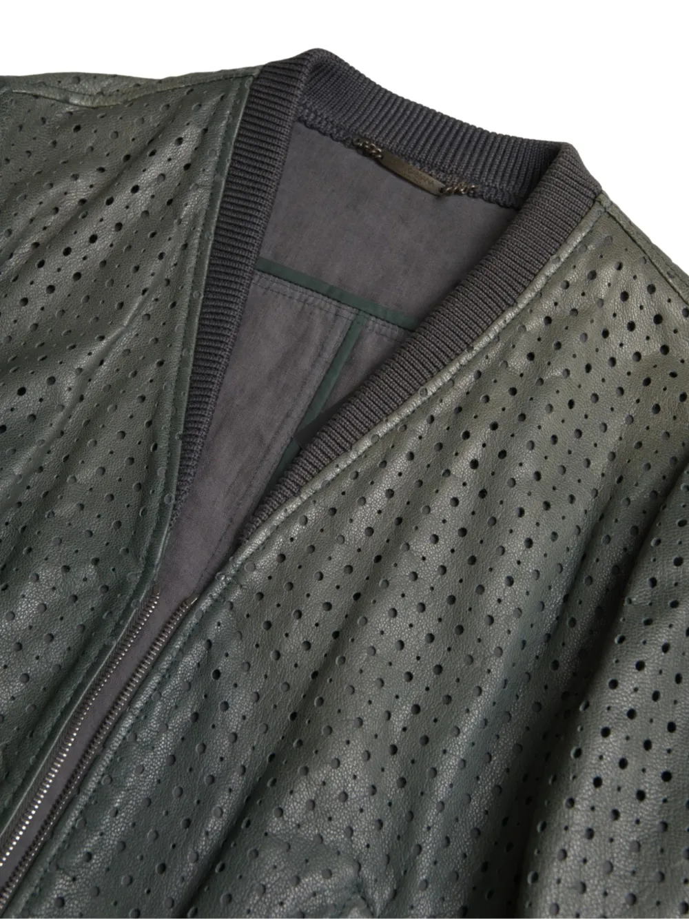 Dolce & Gabbana Leren bomberjack met geperforeerd detail Groen
