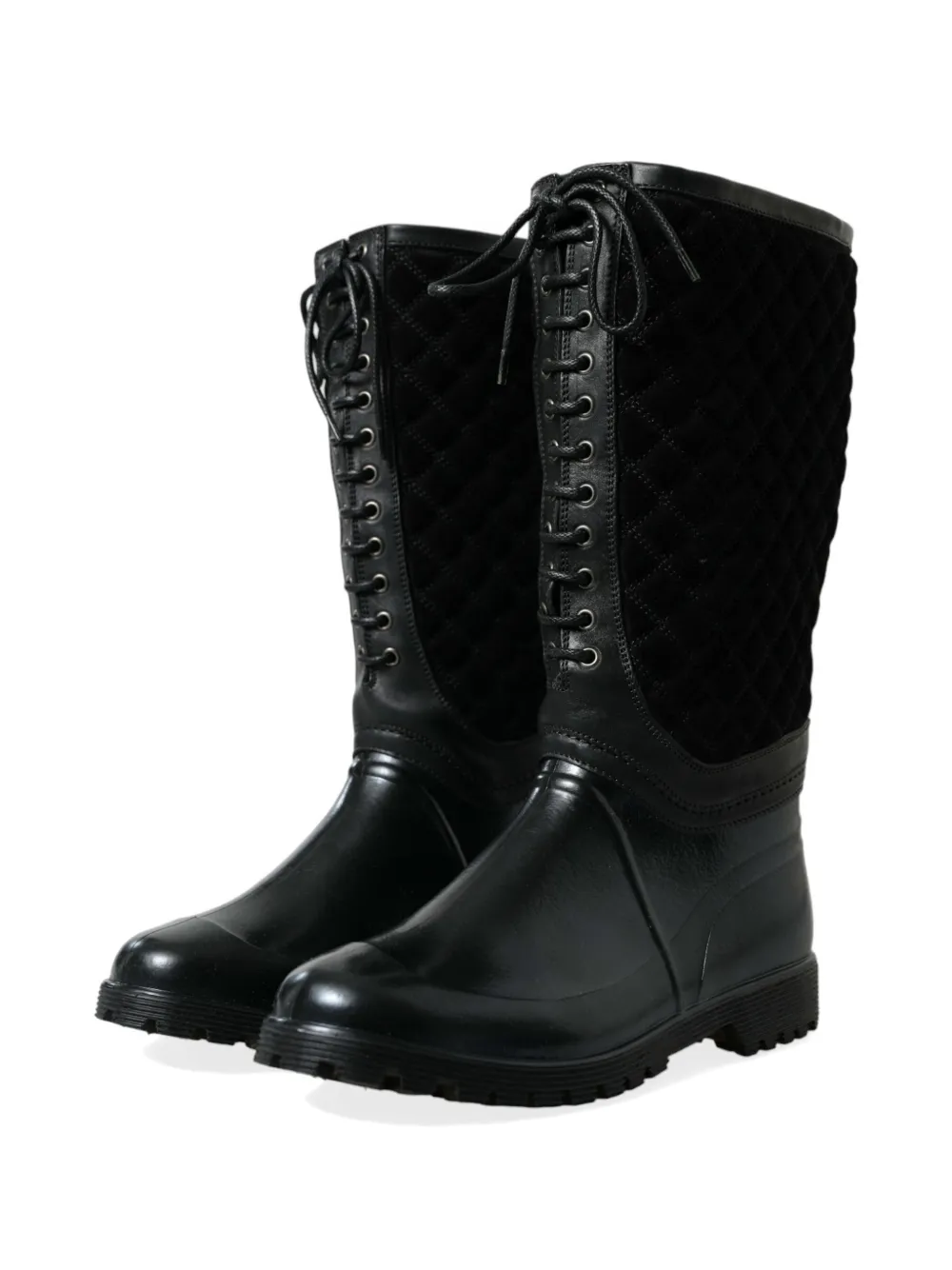 Dolce & Gabbana Chioggia quilted suede boots Zwart