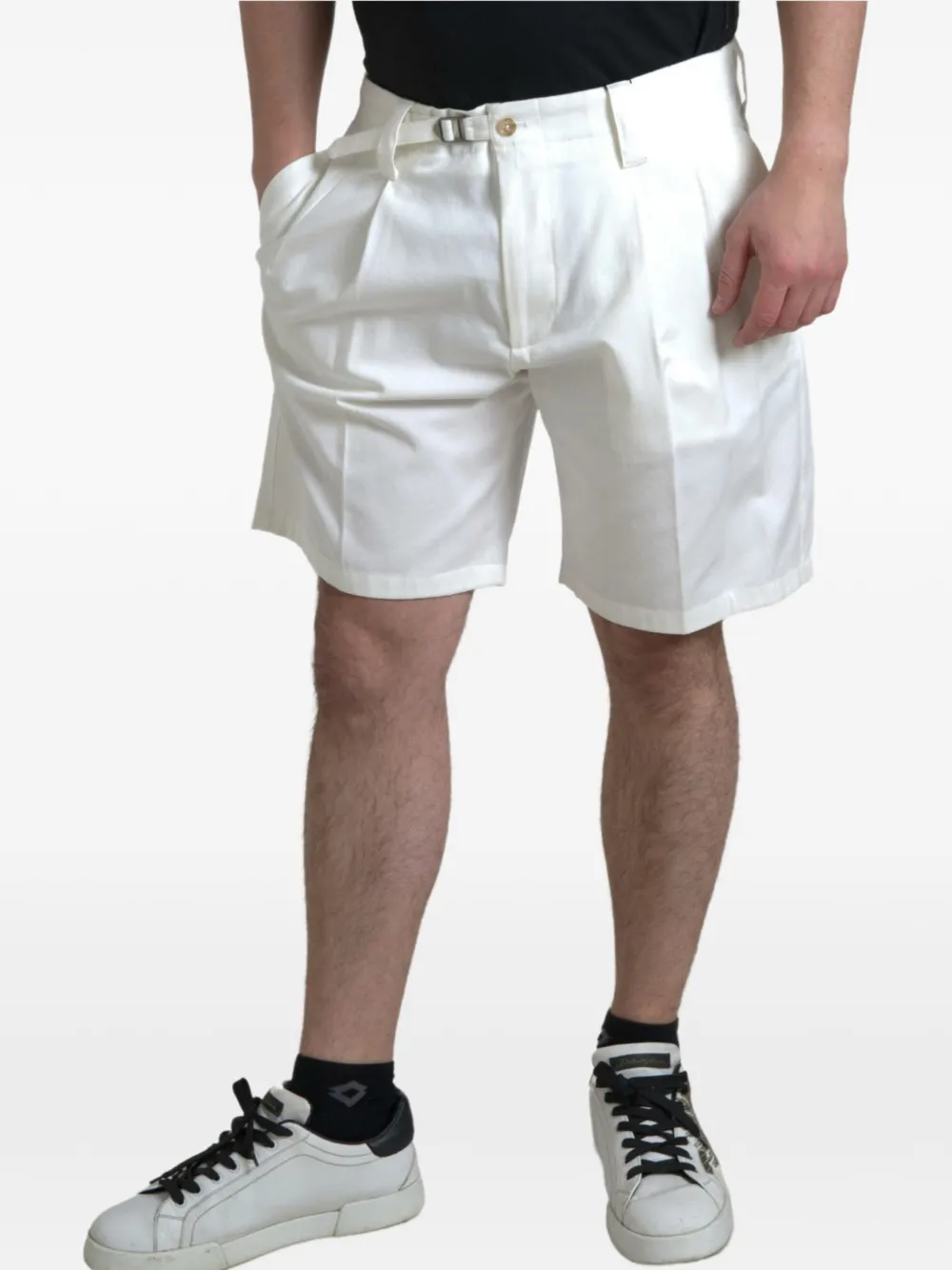 Dolce & Gabbana Geplooide shorts met gesp Wit