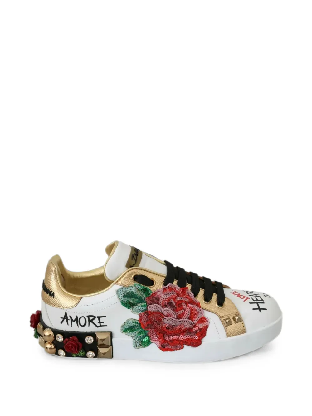 Dolce & Gabbana Nieten-Sneakers mit Pailletten - Weiß