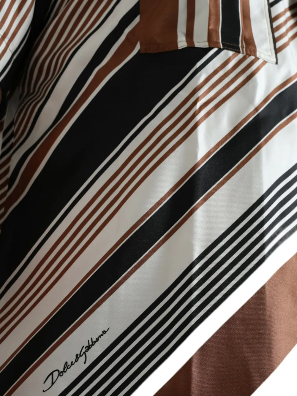 Dolce & Gabbana Zijden overhemd met diagonale strepen Bruin