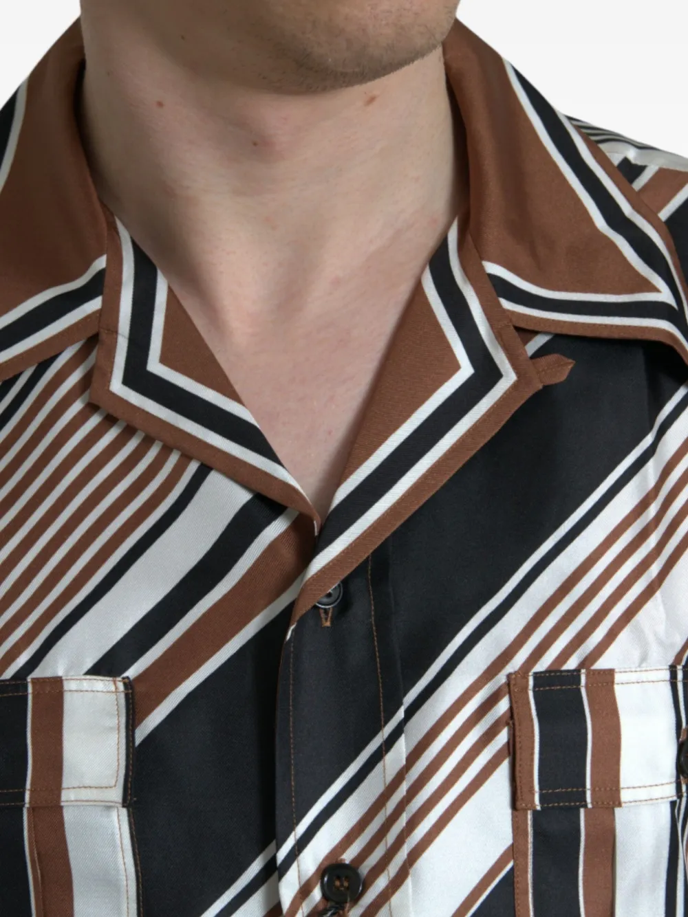 Dolce & Gabbana Zijden overhemd met diagonale strepen Bruin