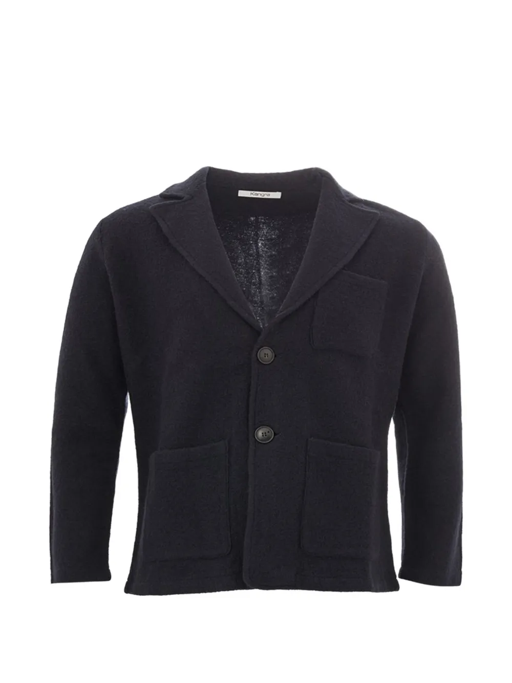 Kangra notched-collar patch-pocket cardigan