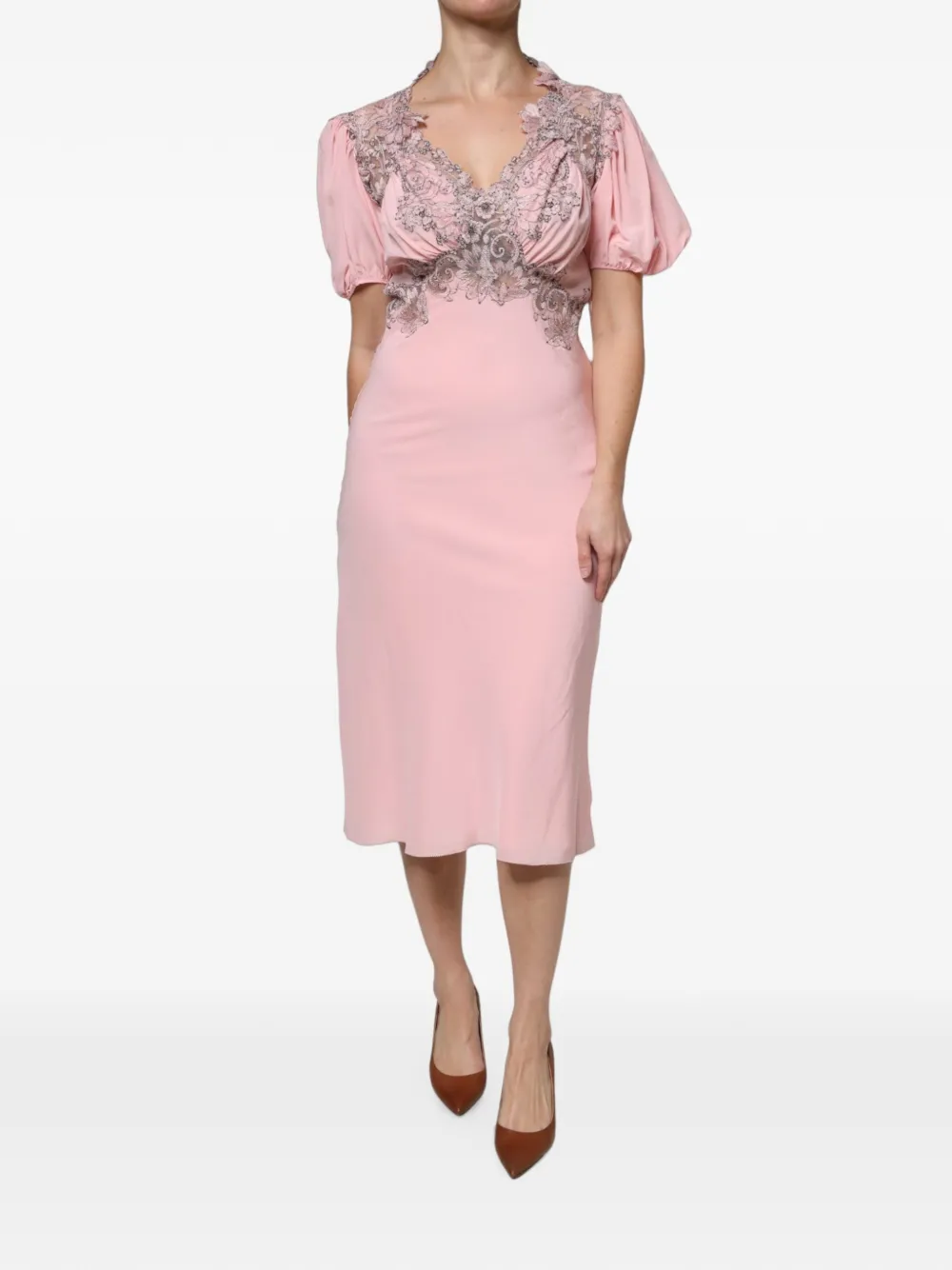 Ermanno Scervino lace-detail silk midi dress