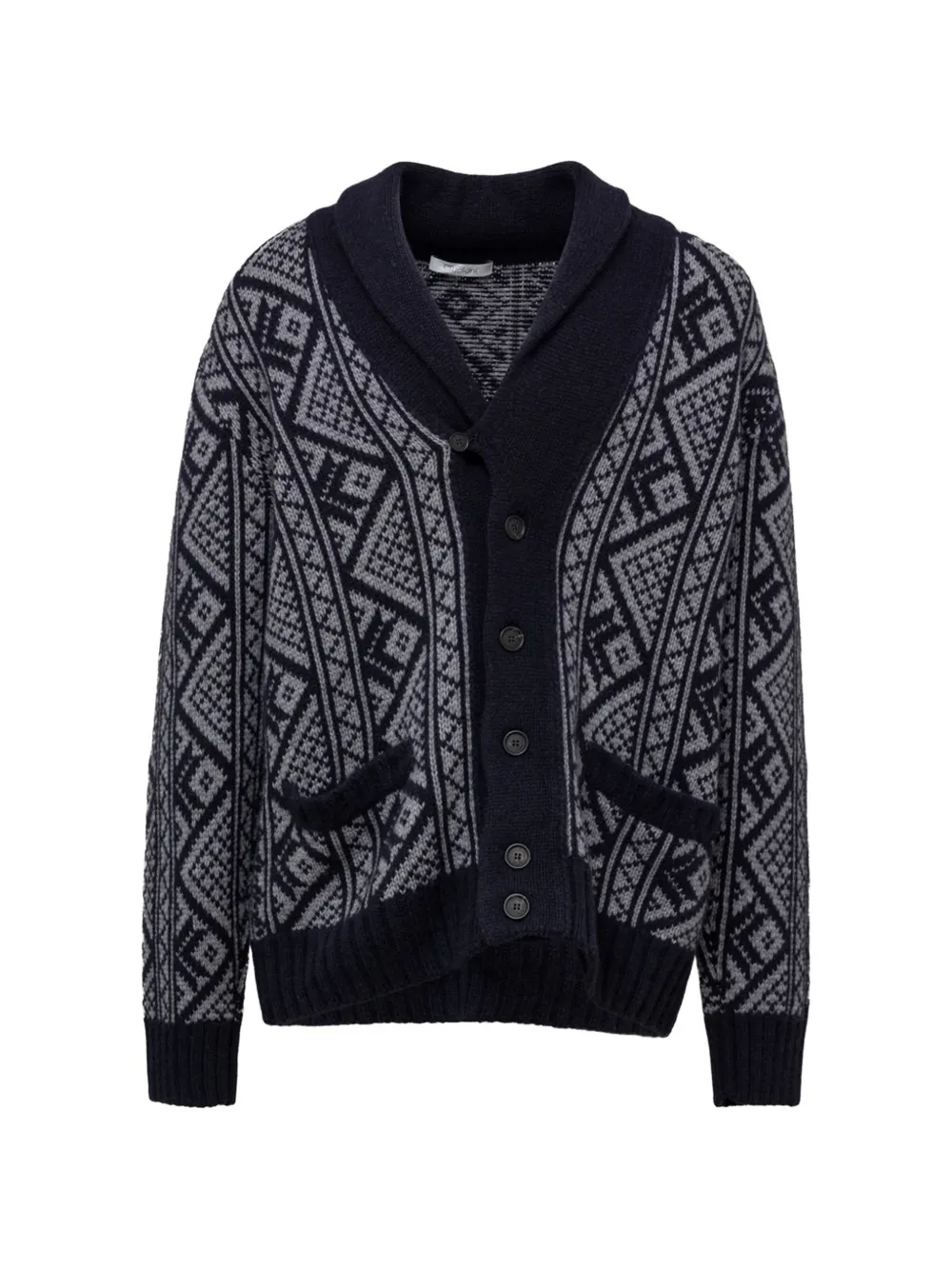 Cruciani Fair Isle Shawl-collar Cardigan In Blue