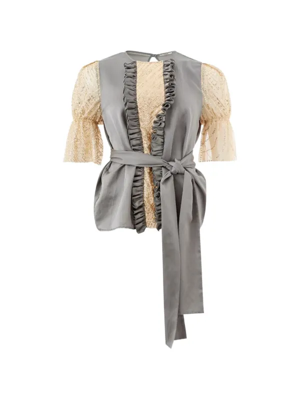 Lardini Ruffled Blouse in Grey