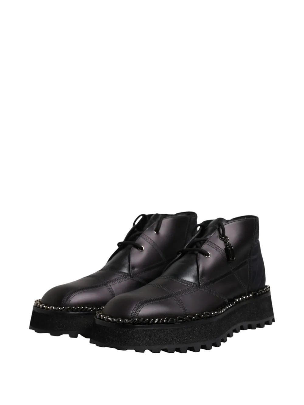 Dolce & Gabbana quilted chain-trim biker boots Zwart