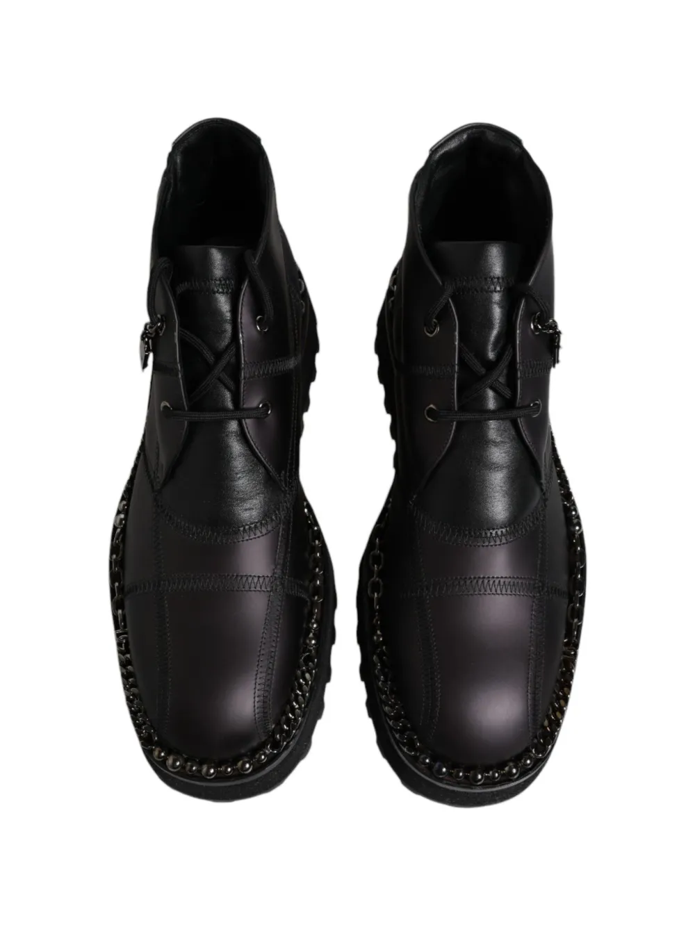Dolce & Gabbana quilted chain-trim biker boots Zwart