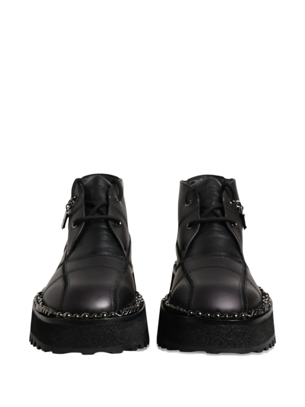 Dolce & Gabbana quilted chain-trim biker boots Zwart