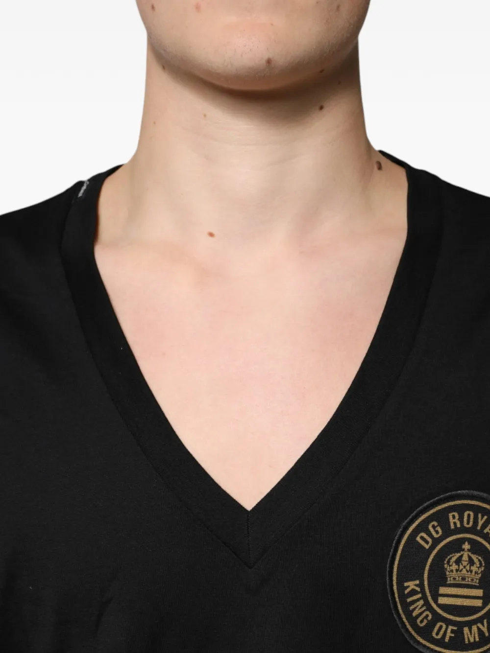 Dolce & Gabbana DG Royals T-shirt met V-hals Zwart