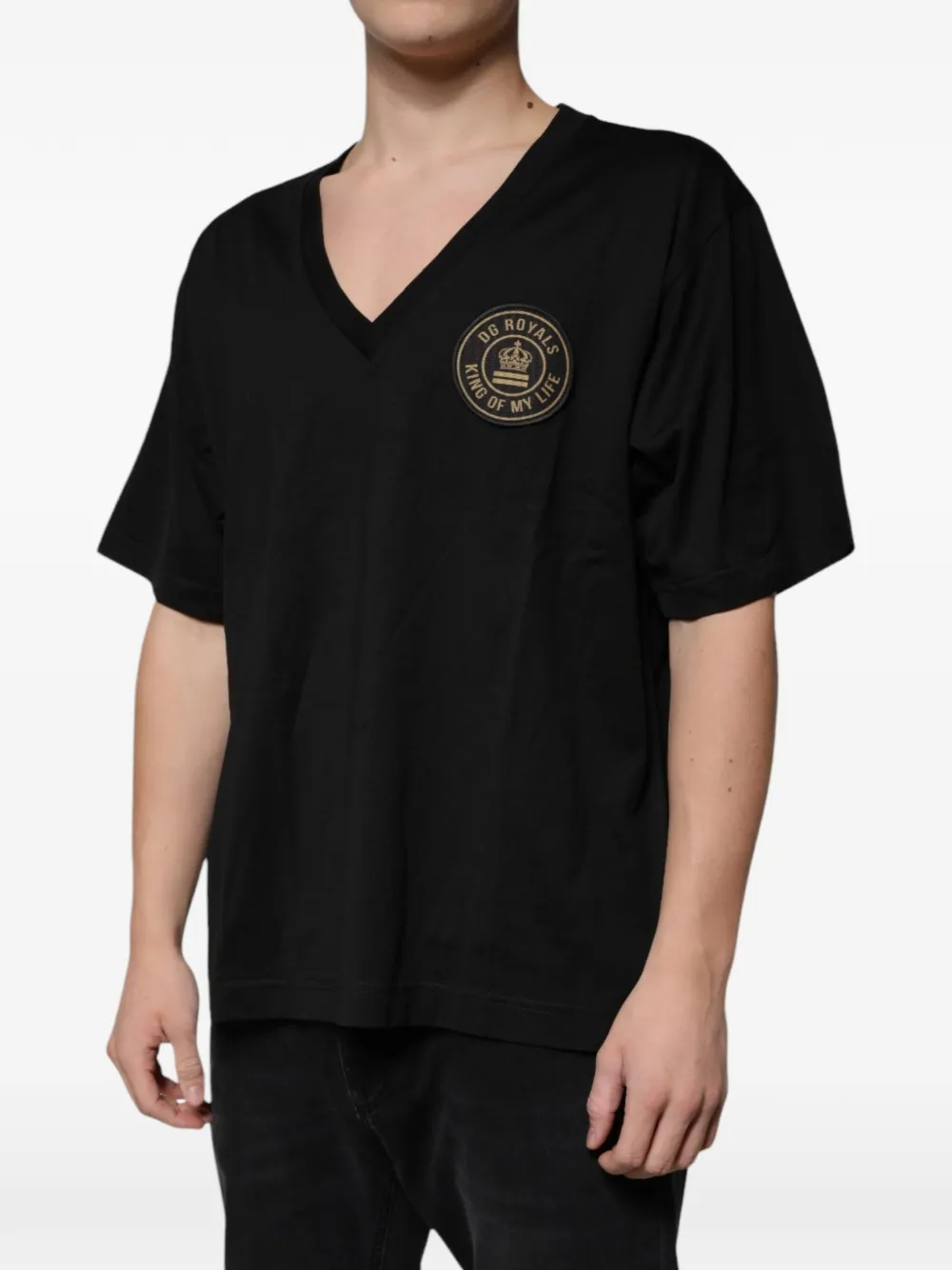 Dolce & Gabbana DG Royals T-shirt met V-hals Zwart