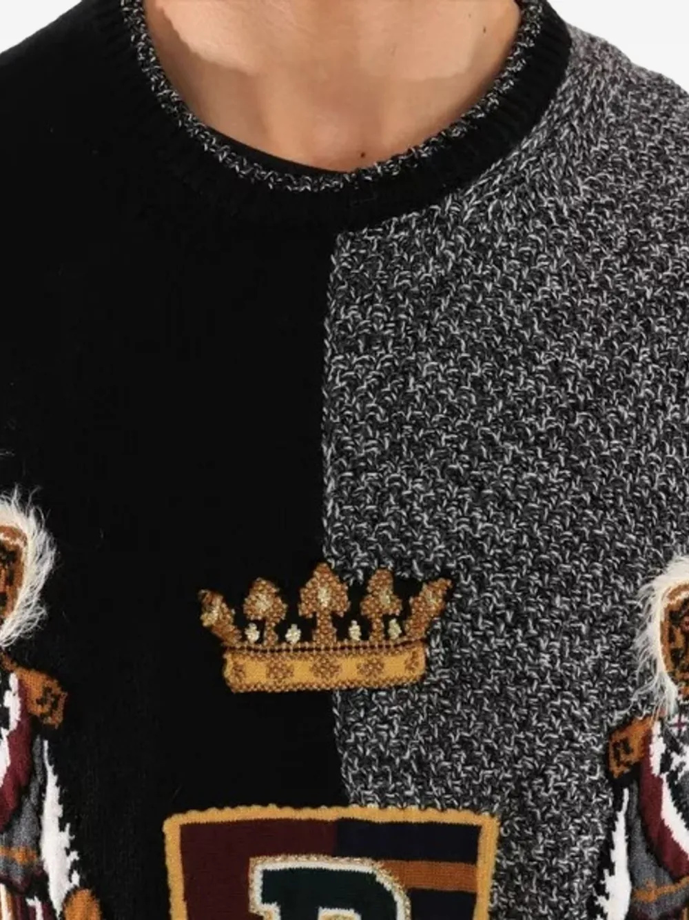 Dolce & Gabbana Royal Crest sweater met colourblocking Zwart