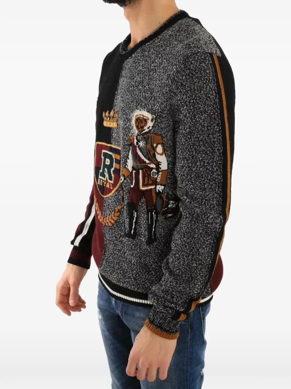Dolce & Gabbana Royal Crest sweater met colourblocking Zwart