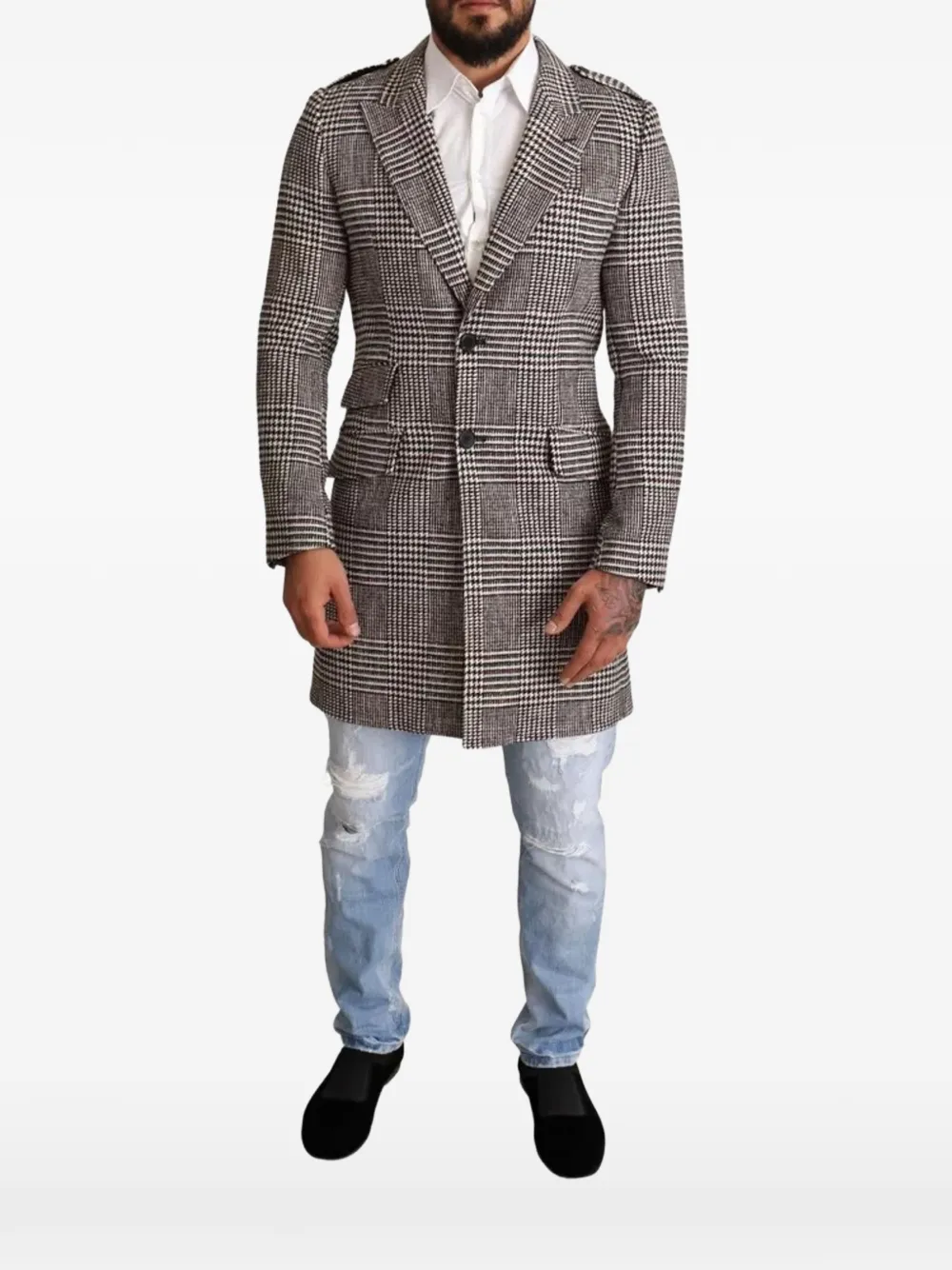 Dolce & Gabbana Cappotto monopetto a quadri - Toni neutri