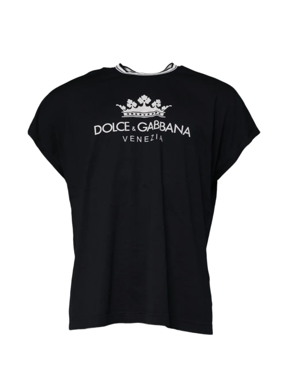 Dolce & Gabbana Kronen-T-Shirt mit Logo-Print - Schwarz
