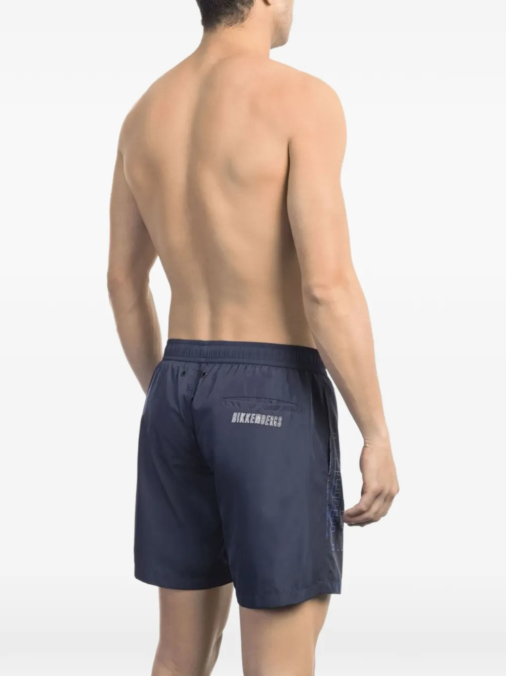 Bikkembergs Zwembroek met logoprint en trekkoord Blauw