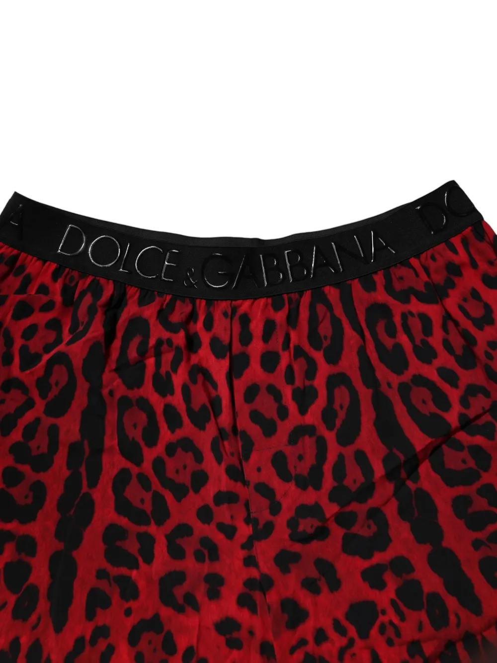 Dolce & Gabbana leopard-print logo-waistband bermuda shorts Rood
