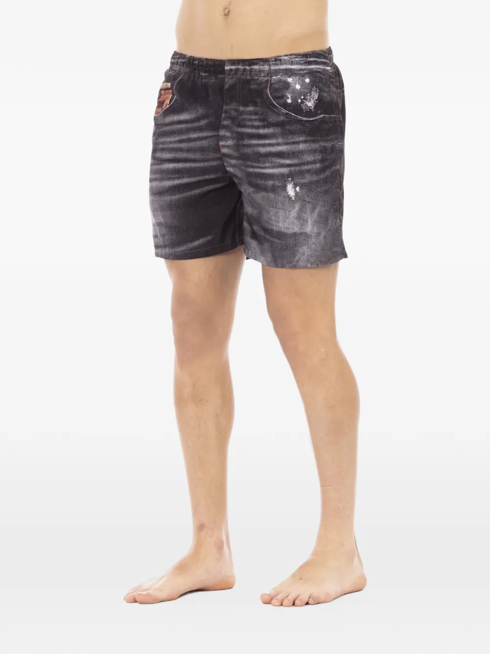 Just Cavalli denim-print swim shorts Grijs