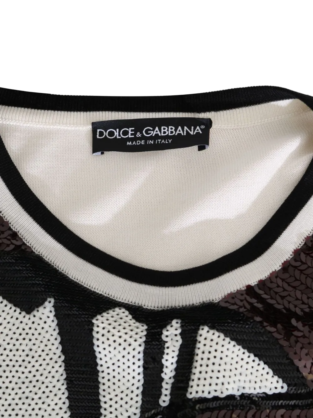 Dolce & Gabbana Gestreepte trui met geborduurde pailletten Zwart