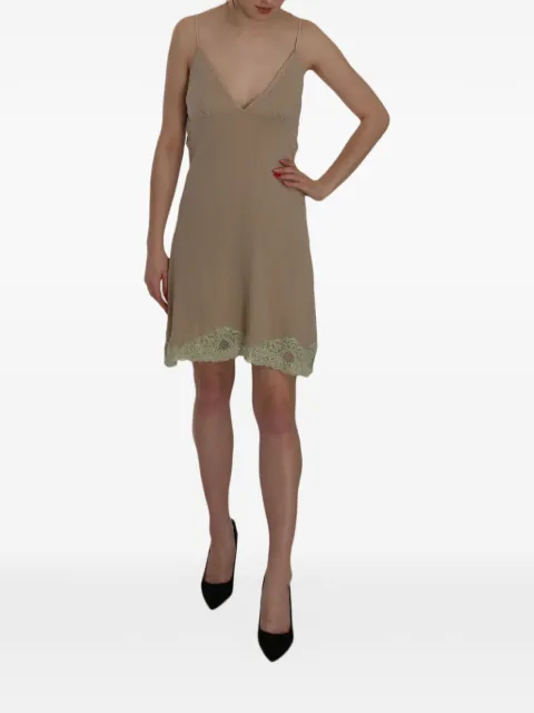 Pink Memories lace-trim spaghetti-strap mini dress