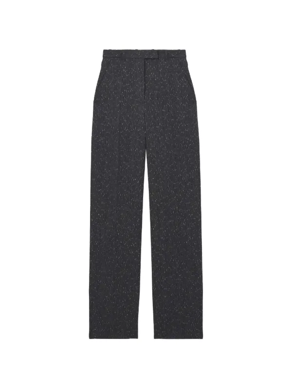 Alexander McQueen Flecked-pattern Straight-leg Trousers in Grey