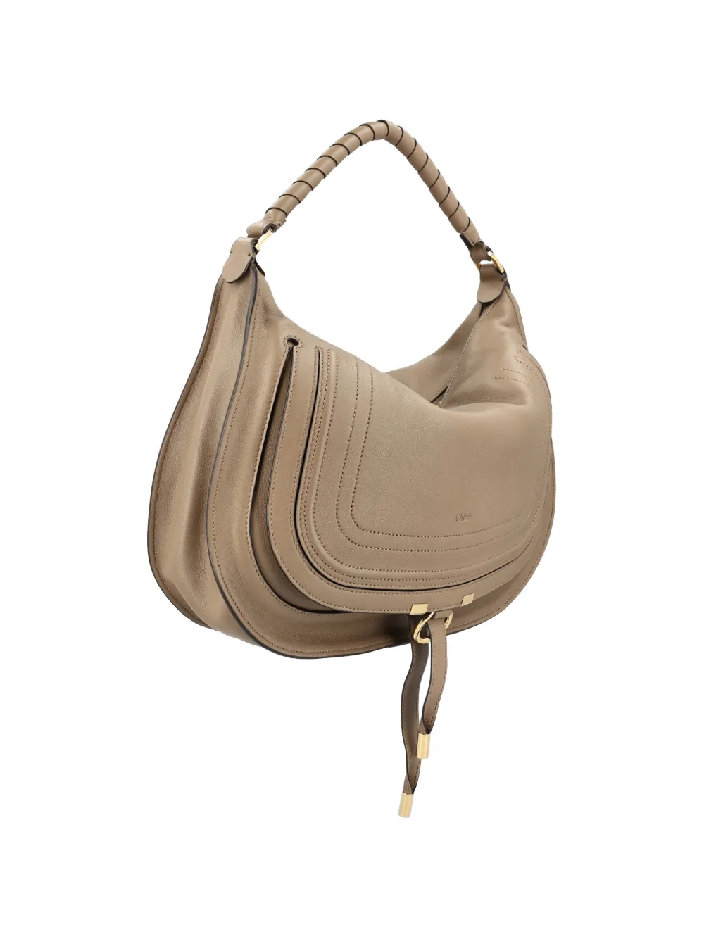 Chloé Marcie schoudertas met stiksel Beige