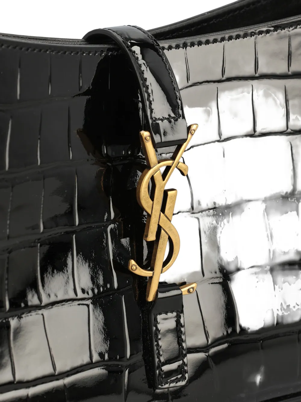 Saint Laurent Le 5 à 7 schoudertas met krokodillen-reliëf Zwart