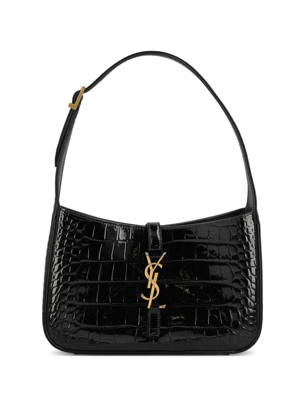 Saint Laurent Le 5 à 7 crocodile-effect shoulder bag - Schwarz