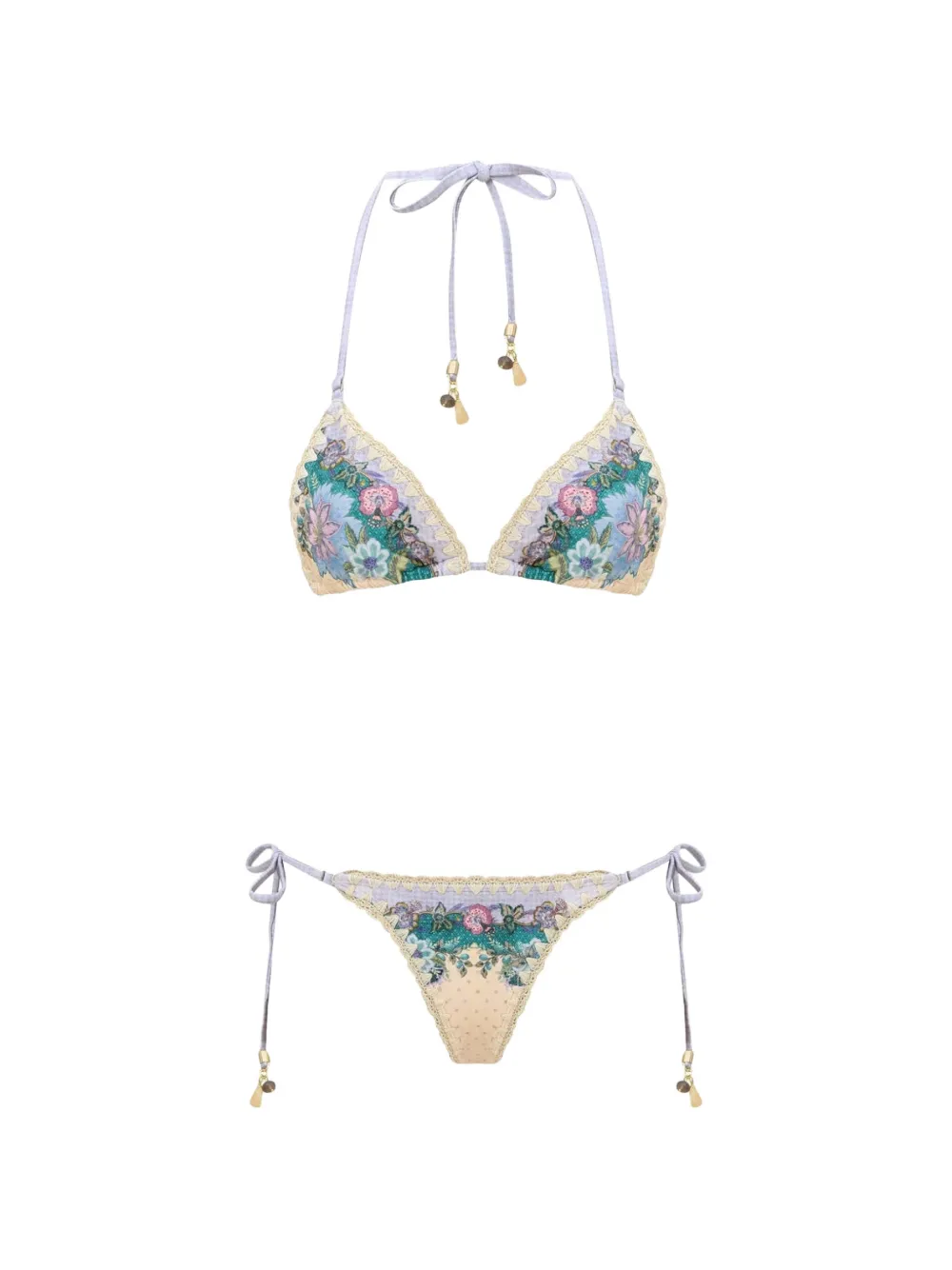 ZIMMERMANN Indra floral-print crochet-trim bikini - Weiß