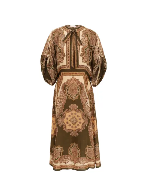 ZIMMERMANN Mahon paisley-print tie-neck midi dress