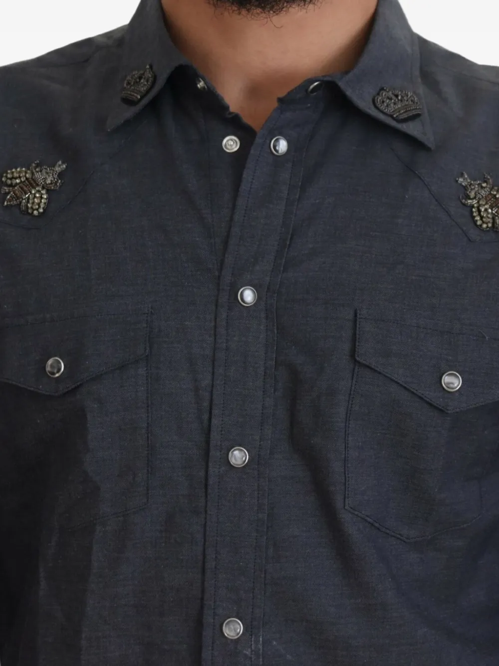 Dolce & Gabbana Overhemd verfraaid met kristallen Blauw