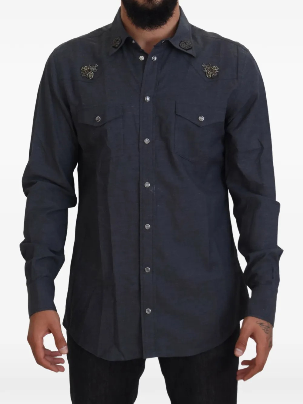 Dolce & Gabbana Hemd mit Kristallen - Blau