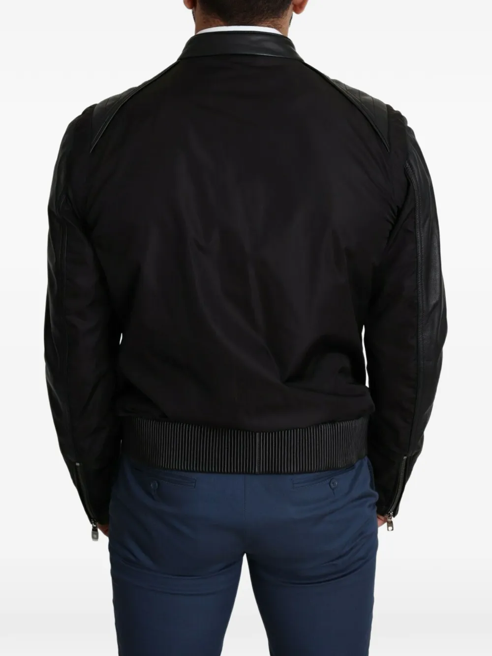 Dolce & Gabbana Bomberjack met leren vlakken Zwart