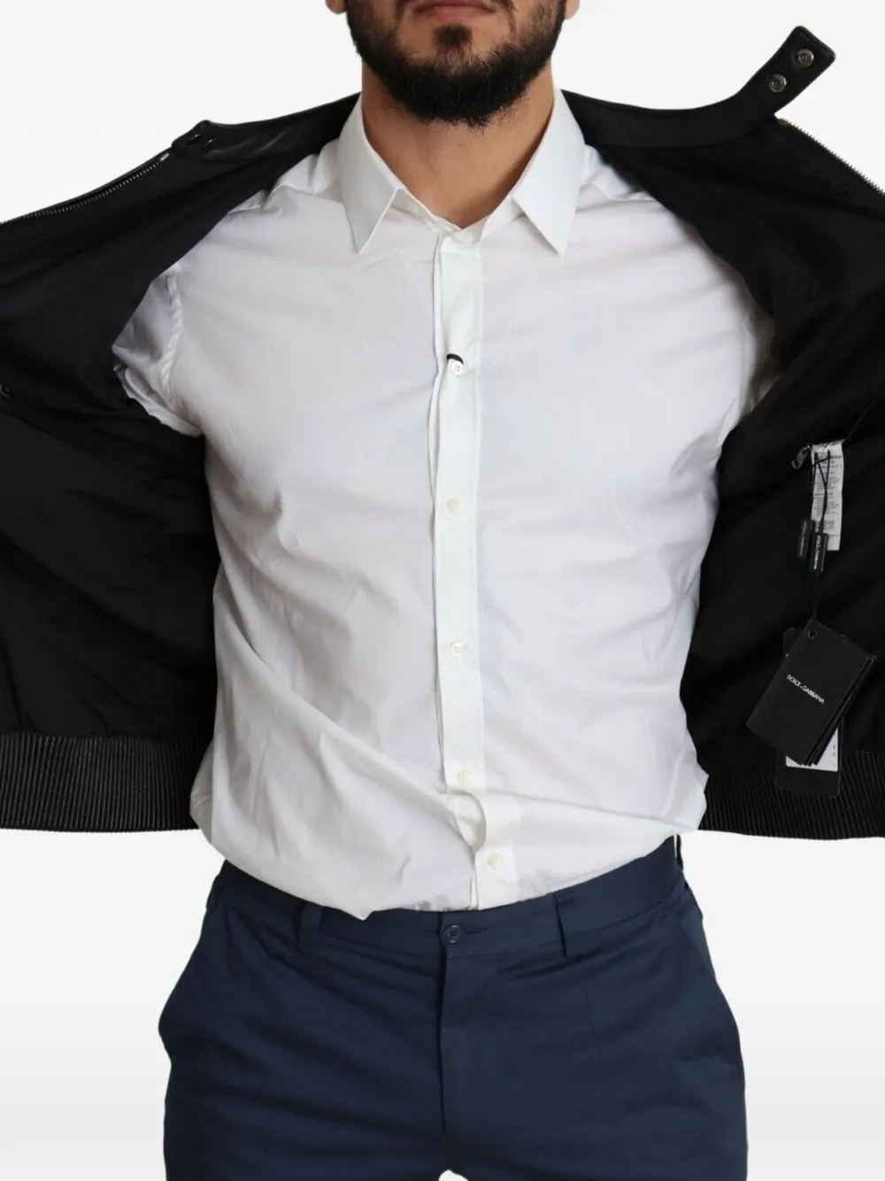 Dolce & Gabbana Bomberjack met leren vlakken Zwart